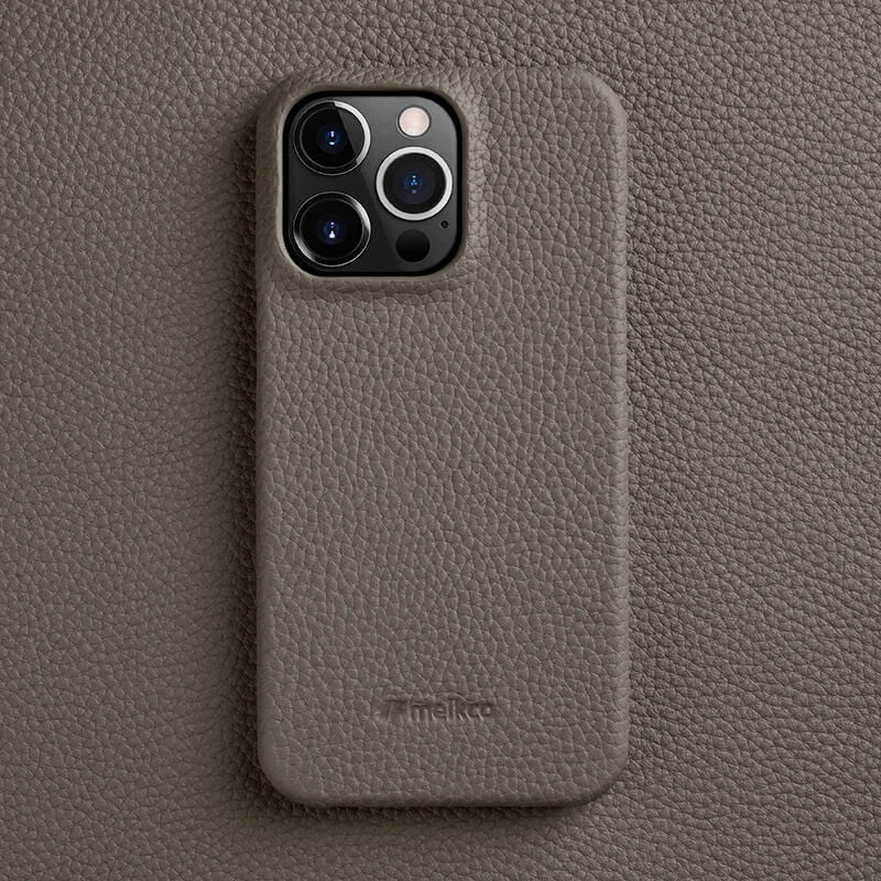 Case Leather Premium - iPhone 14 / Cinza