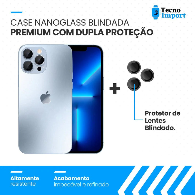 Case NanoGlass Blindada Premium com Dupla Proteção - Azul