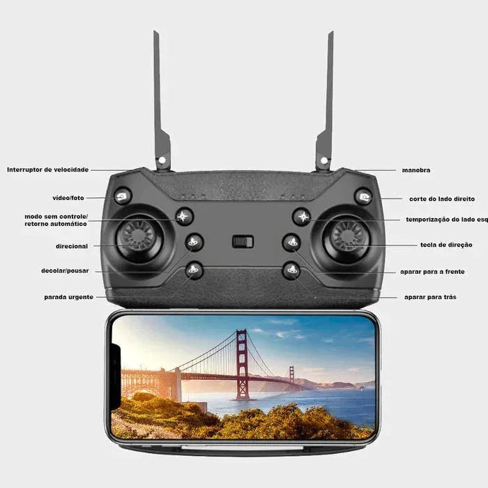 Drone HDPRO 2 com Câmera HD 4k 1080p WIFI e suporte
