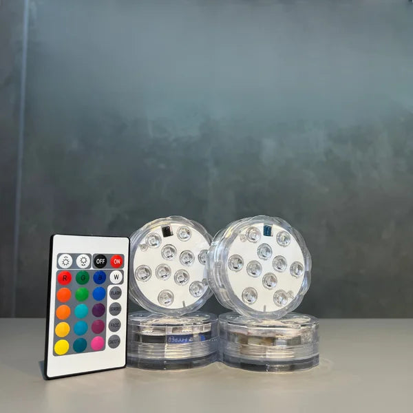 Kit 4 Luminárias de Piscina RGB - Sem Fio Com Controle