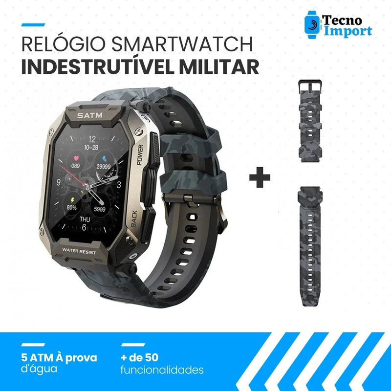 Lançamento Smartwatch Indestrutível Militar - Azul + 2